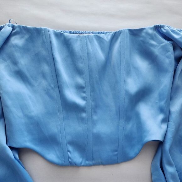 WAYF Corset Long Sleeve Baby Blue Size M - Picture 4 of 9